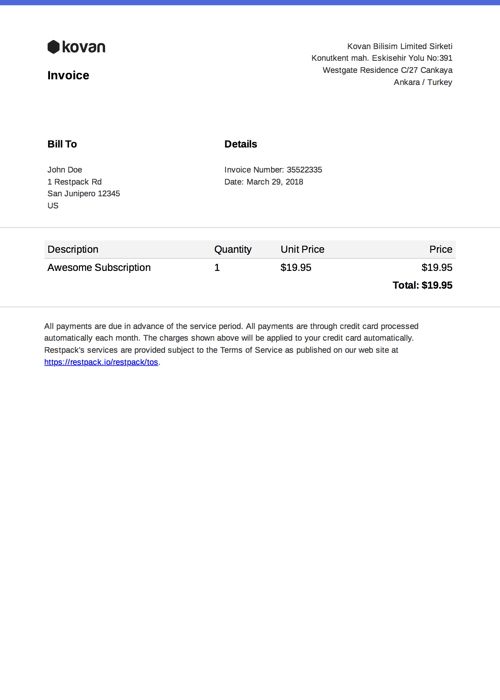 HTML to PDF invoice example